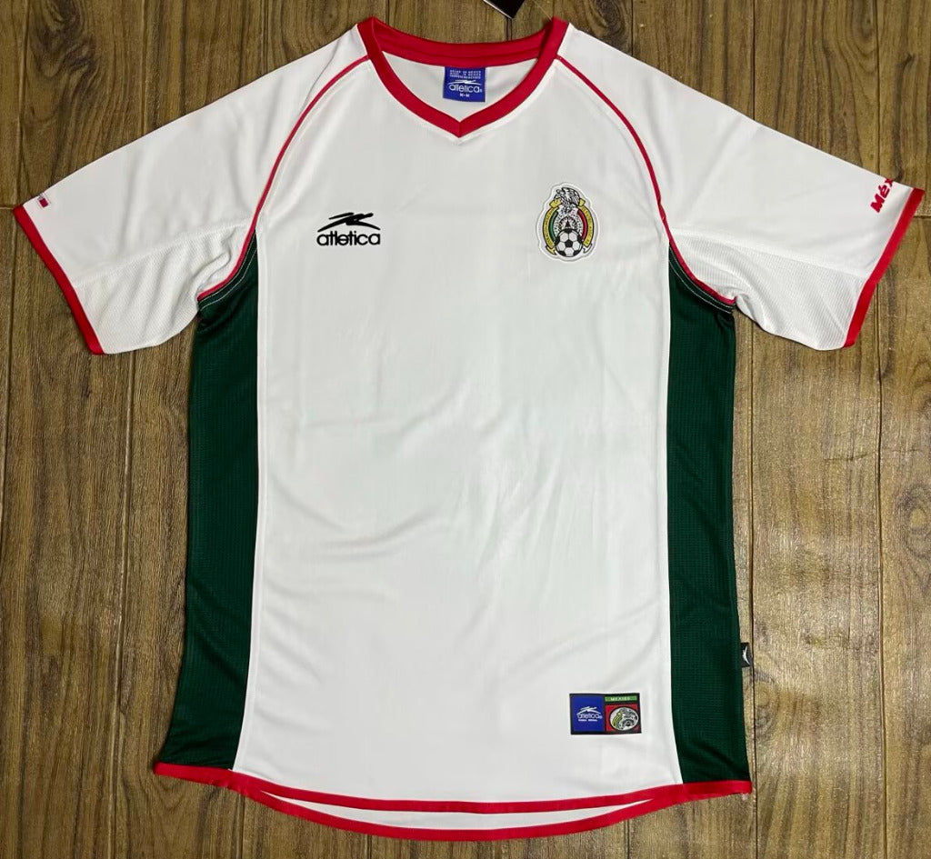 Mexico 2002 Retro White/Green/Red Away Jersey