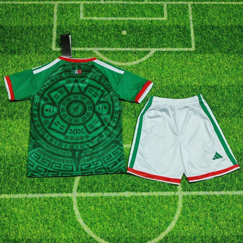 Mexico 2026 Green World Cup Home Kids Jersey Set