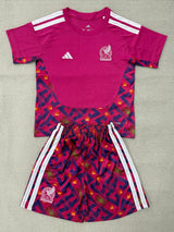 Mexico 2026 Pink/White Stripes ink Goalkeeper Kids Jersey Set