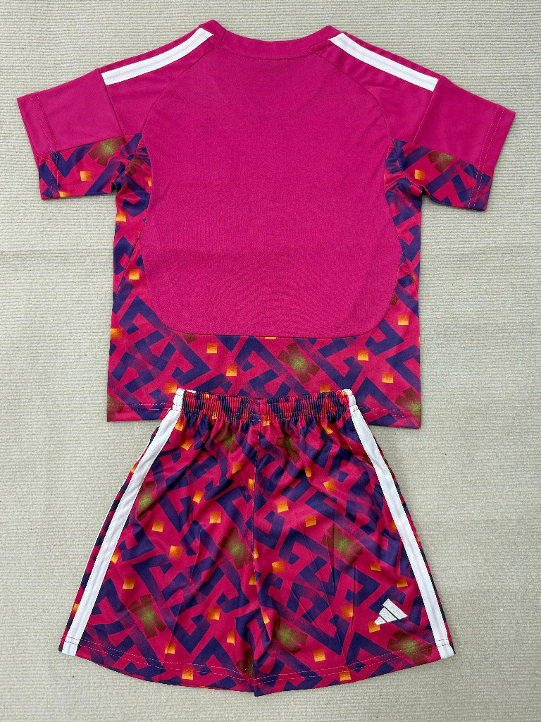 Mexico 2026 Pink/White Stripes ink Goalkeeper Kids Jersey Set