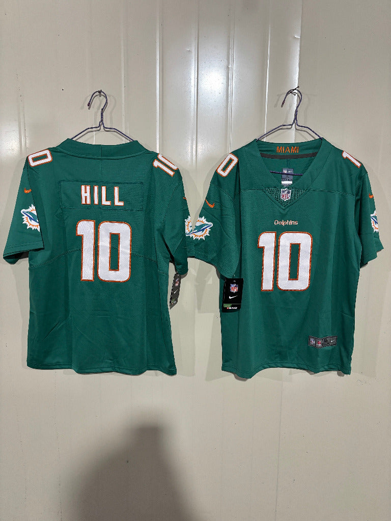Miami Dolphins 25/26 Hill #10 Green Game Kids Jersey