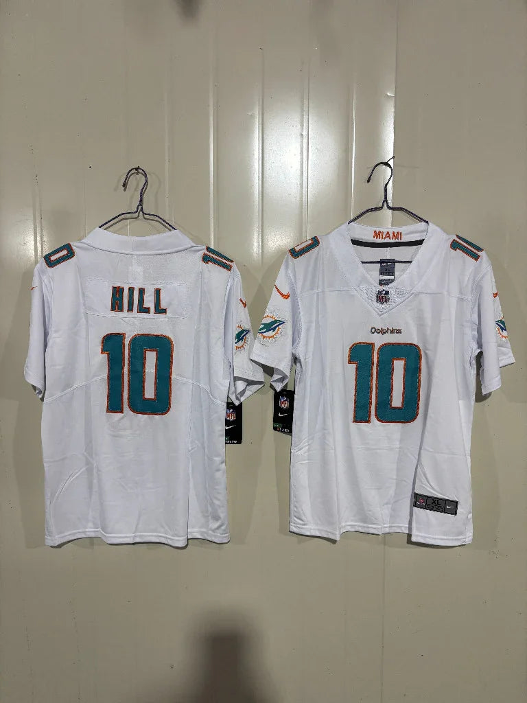 Miami Dolphins 25/26 Hill #10 White Game Kids Jersey