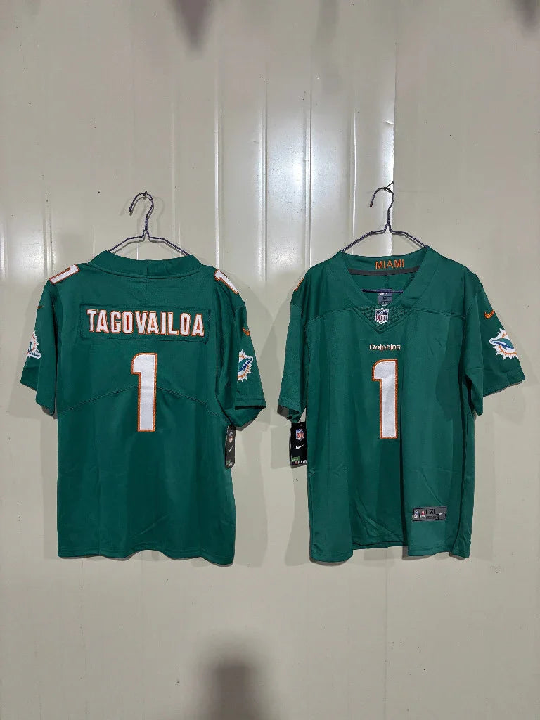 Miami Dolphins 25/26 Tagovailoa #1 Green Game Kids Jersey
