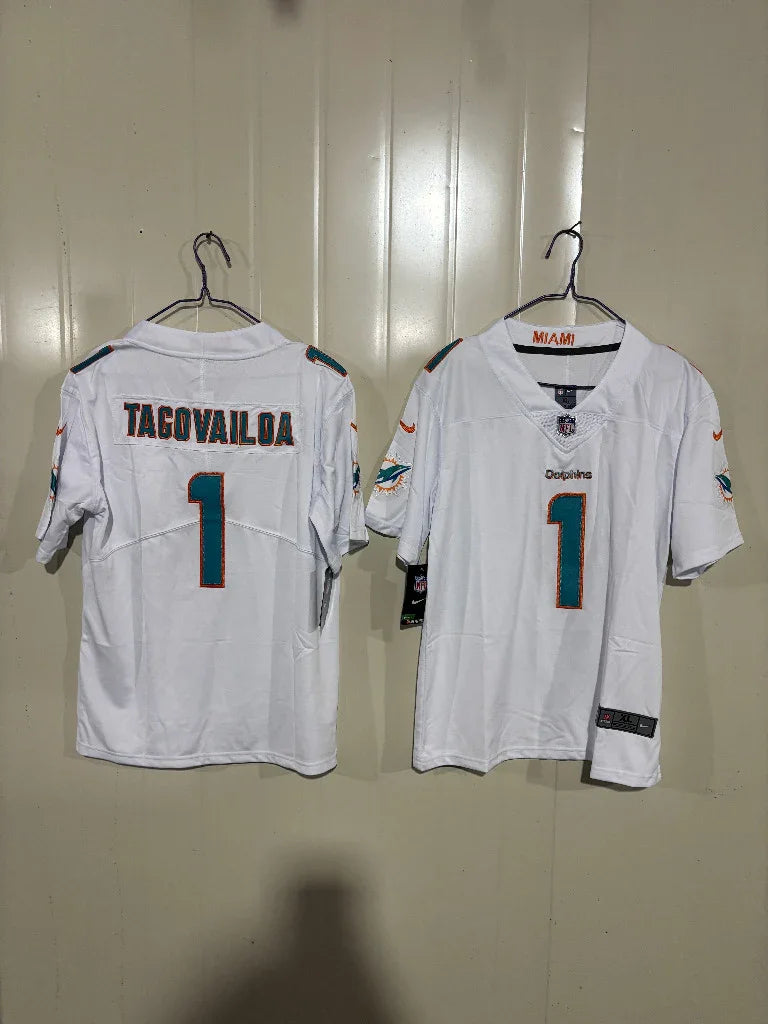 Miami Dolphins 25/26 Tagovailoa #1 White Game Kids Jersey
