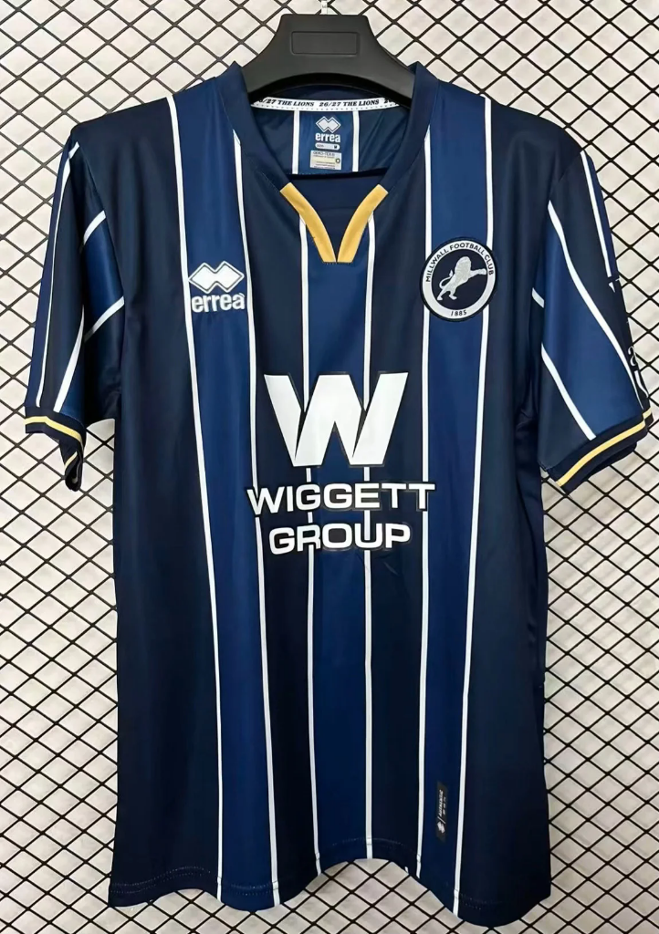Millwall 26/27 Black/Blue/White Pinstripe Home Jersey