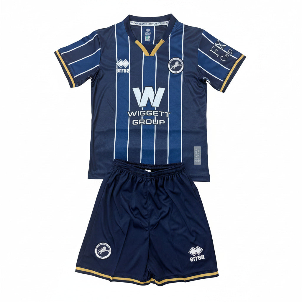 Millwall 26/27 Black/Blue/White Pinstripe Home Kids Jersey