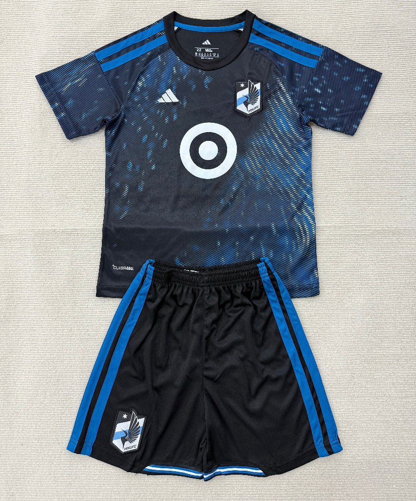 Minnesota United 26/27 Black/Blue Home Kids Jersey Set