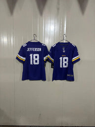 Minnesota Vikings 25/26 Jefferson #18 Purple/Yellow Game Kids Jersey