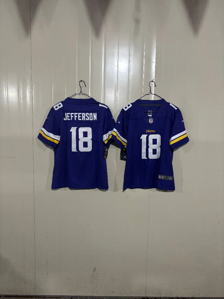 Minnesota Vikings 25/26 Jefferson #18 Purple/Yellow Game Kids Jersey