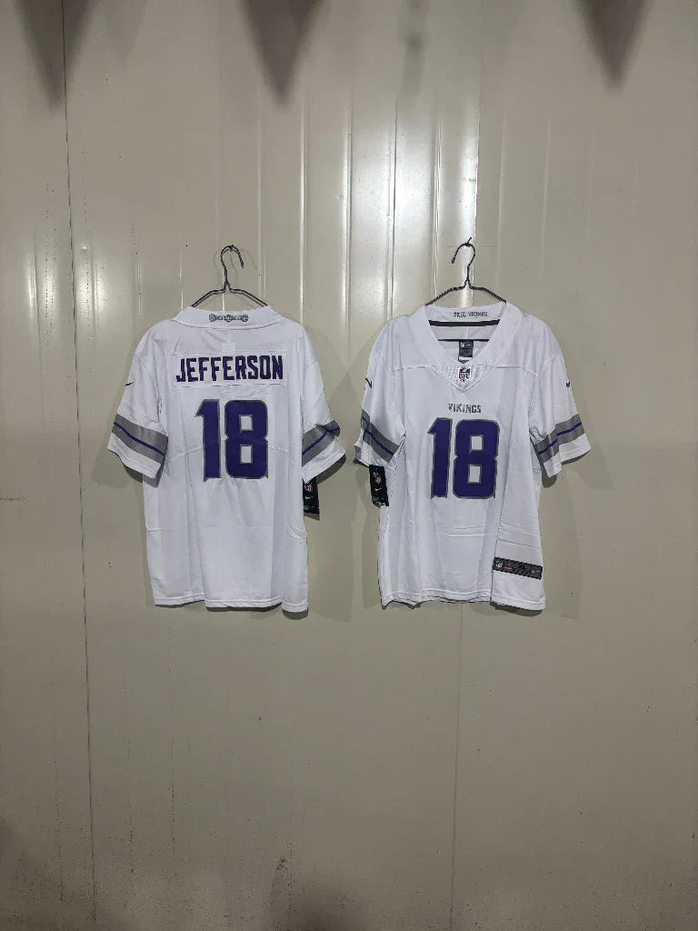 Minnesota Vikings 25/26 Jefferson #18 White/Gray Game Kids Jersey