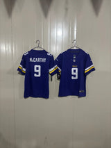 Minnesota Vikings 25/26 McCarthy #9 Purple/Yellow Game Kids Jersey