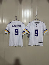 Minnesota Vikings 25/26 McCarthy #9 White/Yellow Game Kids Jersey