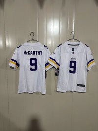 Minnesota Vikings 25/26 McCarthy #9 White/Yellow Game Kids Jersey