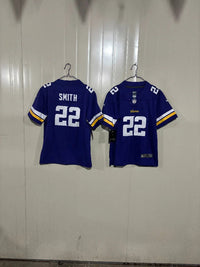 Minnesota Vikings 25/26 Smith #22 Purple/Yellow Game Kids Jersey