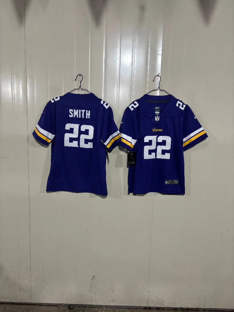 Minnesota Vikings 25/26 Smith #22 Purple/Yellow Game Kids Jersey