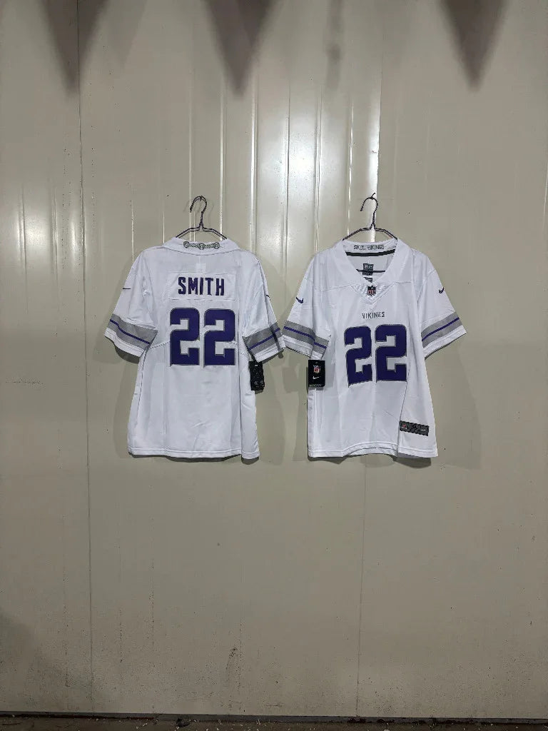 Minnesota Vikings 25/26 Smith #22 White/Gray Game Kids Jersey