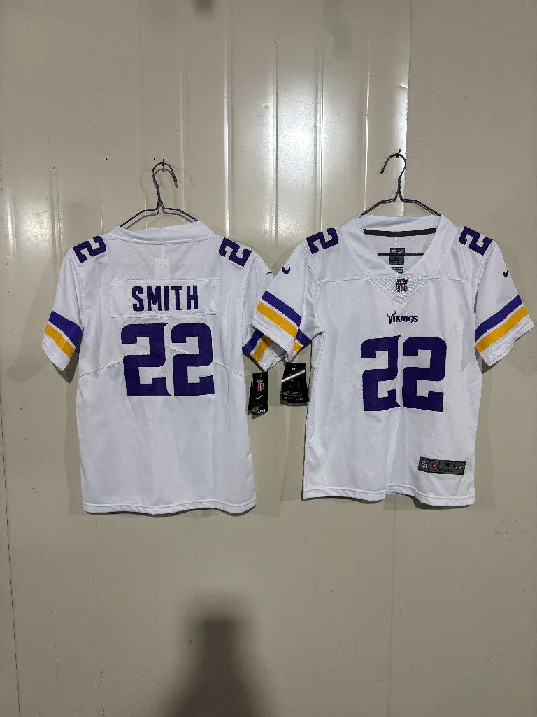 Minnesota Vikings 25/26 Smith #22 White/Yellow Game Kids Jersey