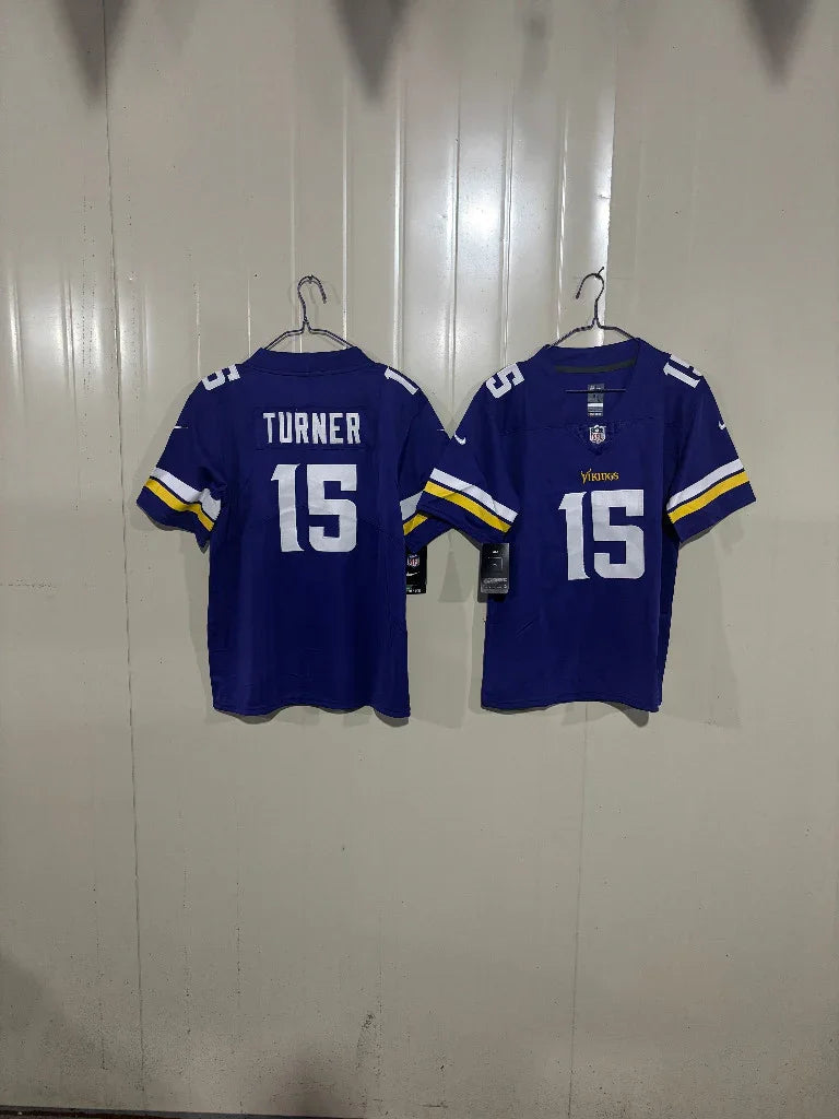 Minnesota Vikings 25/26 Turner #15 Purple Game Kids Jersey