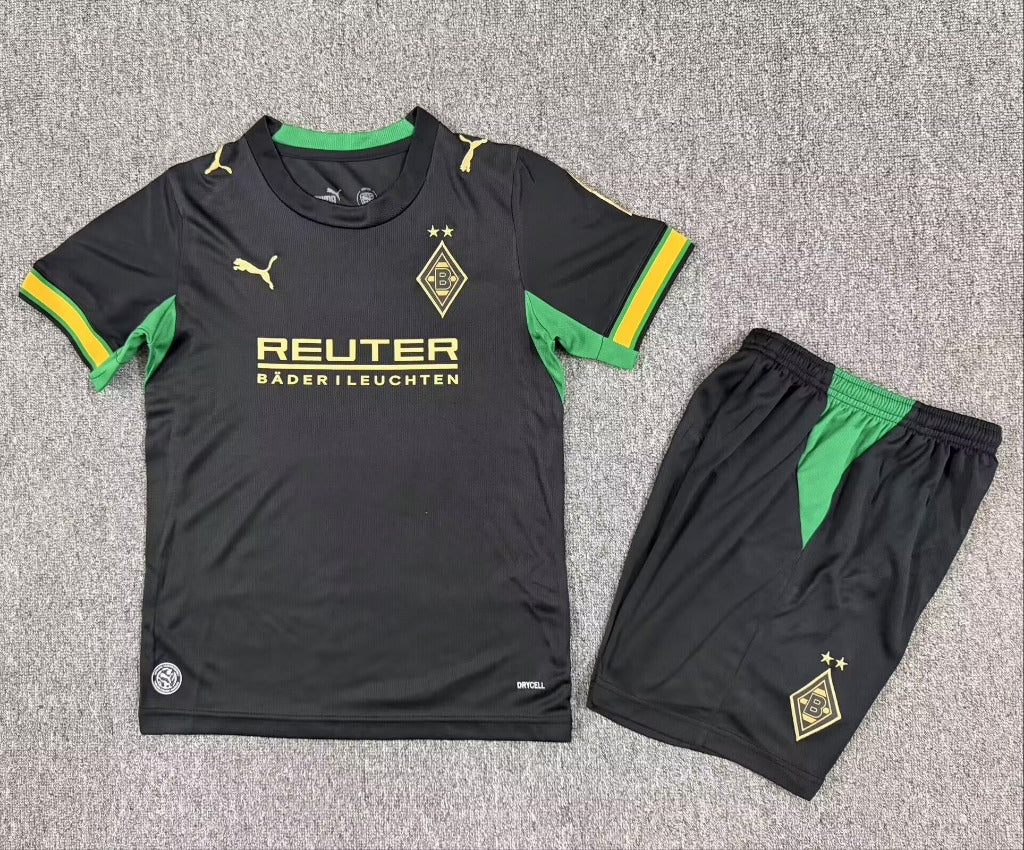 Mnchengladbach 26/27 Black/Green/Yellow Away Kids Jersey Set