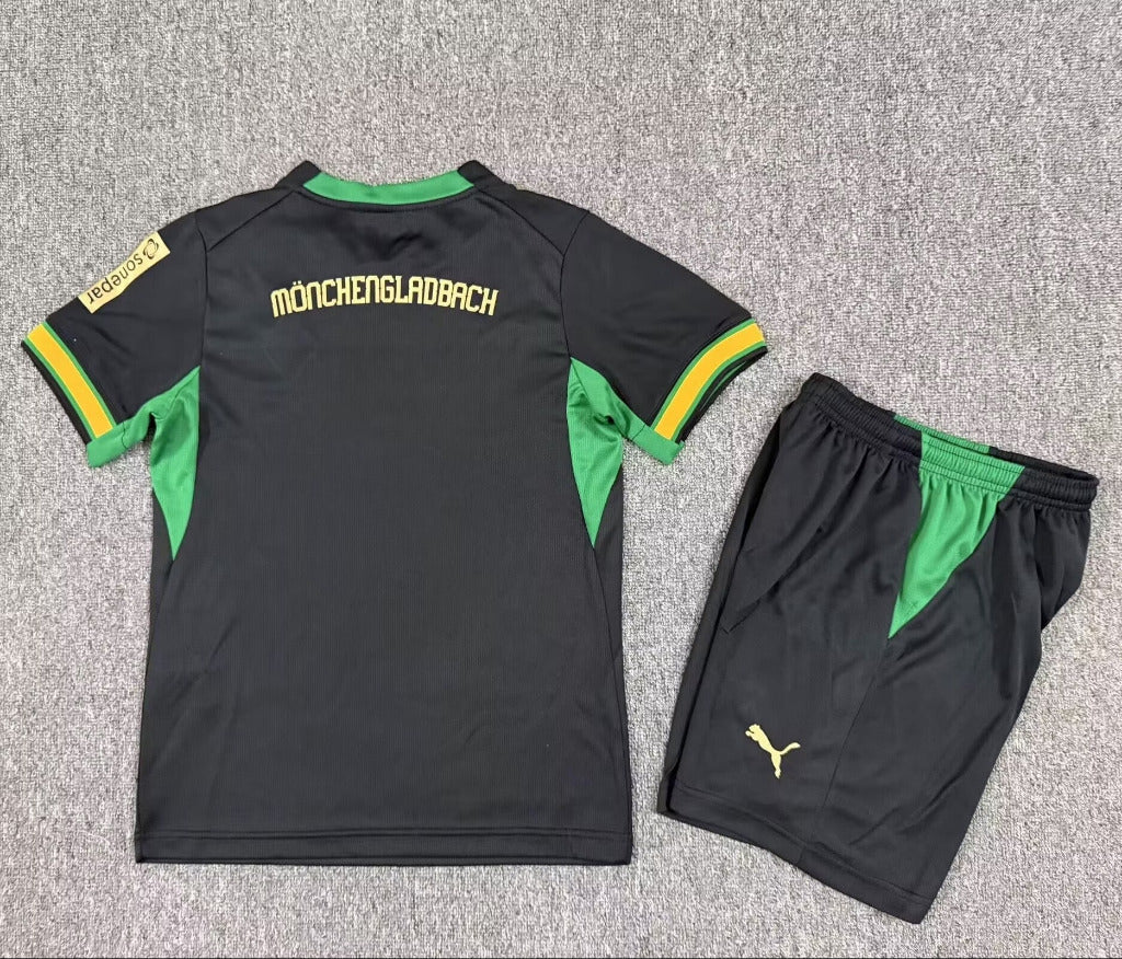 Mnchengladbach 26/27 Black/Green/Yellow Away Kids Jersey Set