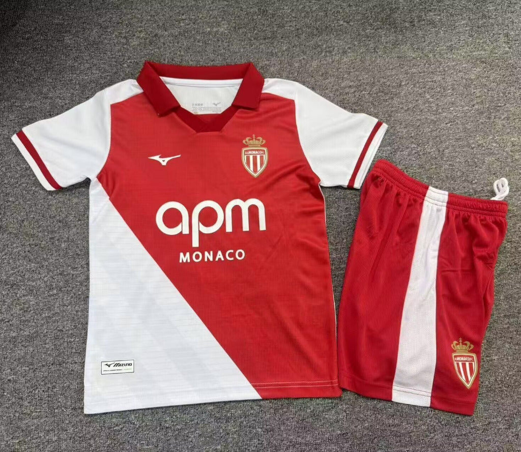 Monaco 26/27 Red/White Home Kids Jersey Set