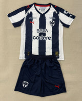Monterrey 25/26 White/Navy Stripe Home Kids Jersey Set