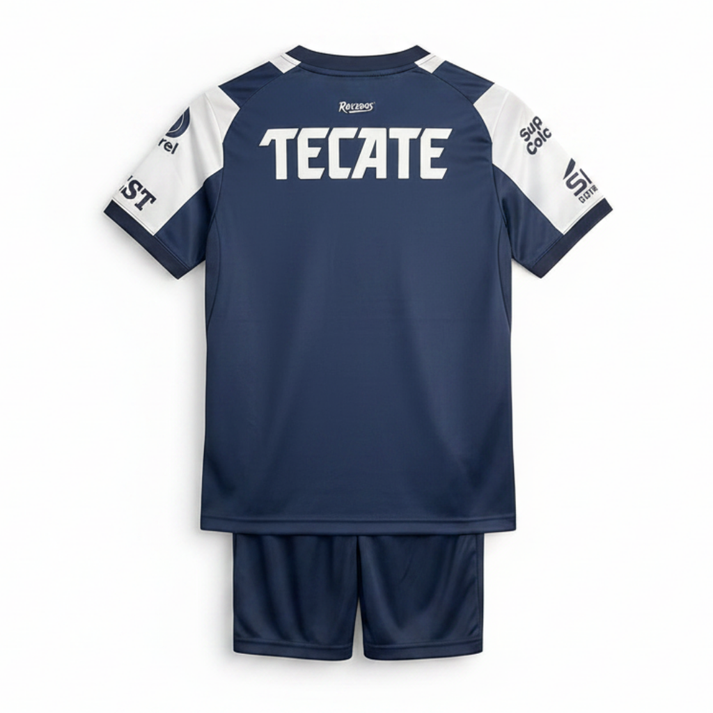 Monterrey 26/27 White/Navy Stripes Home Kids Jersey Set