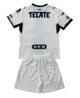 Monterrey 26/27 White/Navy Vertical Stripe Away Kids Jersey Set