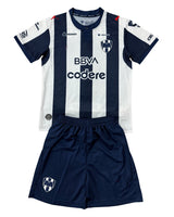 Monterrey 26/27 White/Navy Vertical Stripe Home Kids Jersey Set
