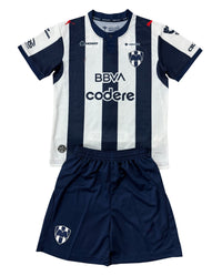 Monterrey 26/27 White/Navy Vertical Stripe Home Kids Jersey Set