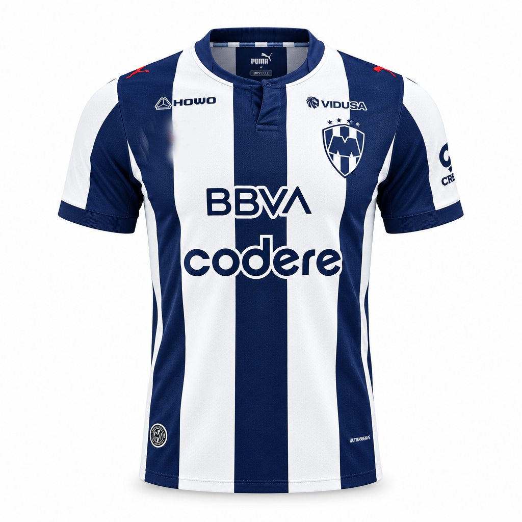Monterrey 26/27 White/Navy Vertical Stripe Home Player Version Jersey