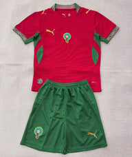 Morocco 2026 Red/Green World Cup Home Kids Jersey Set