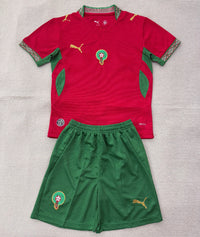 Morocco 2026 Red/Green World Cup Home Kids Jersey Set