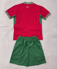Morocco 2026 Red/Green World Cup Home Kids Jersey Set