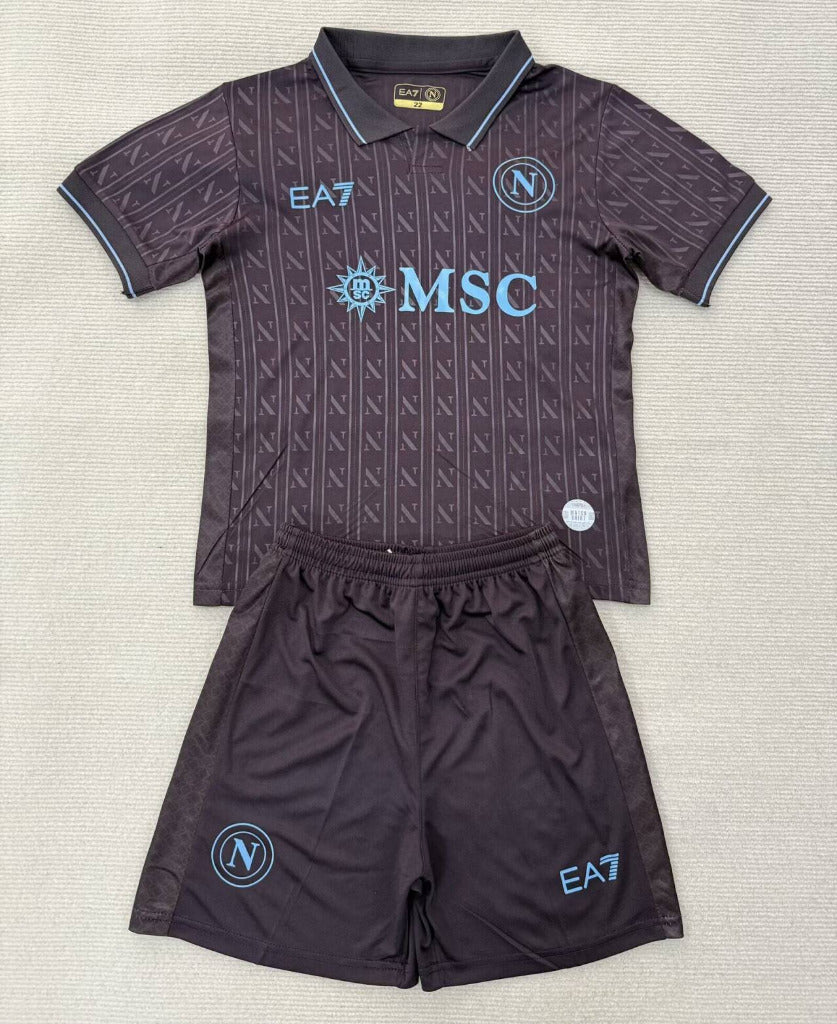 Napoli 25/26 Black Third Away Kids Jersey Set