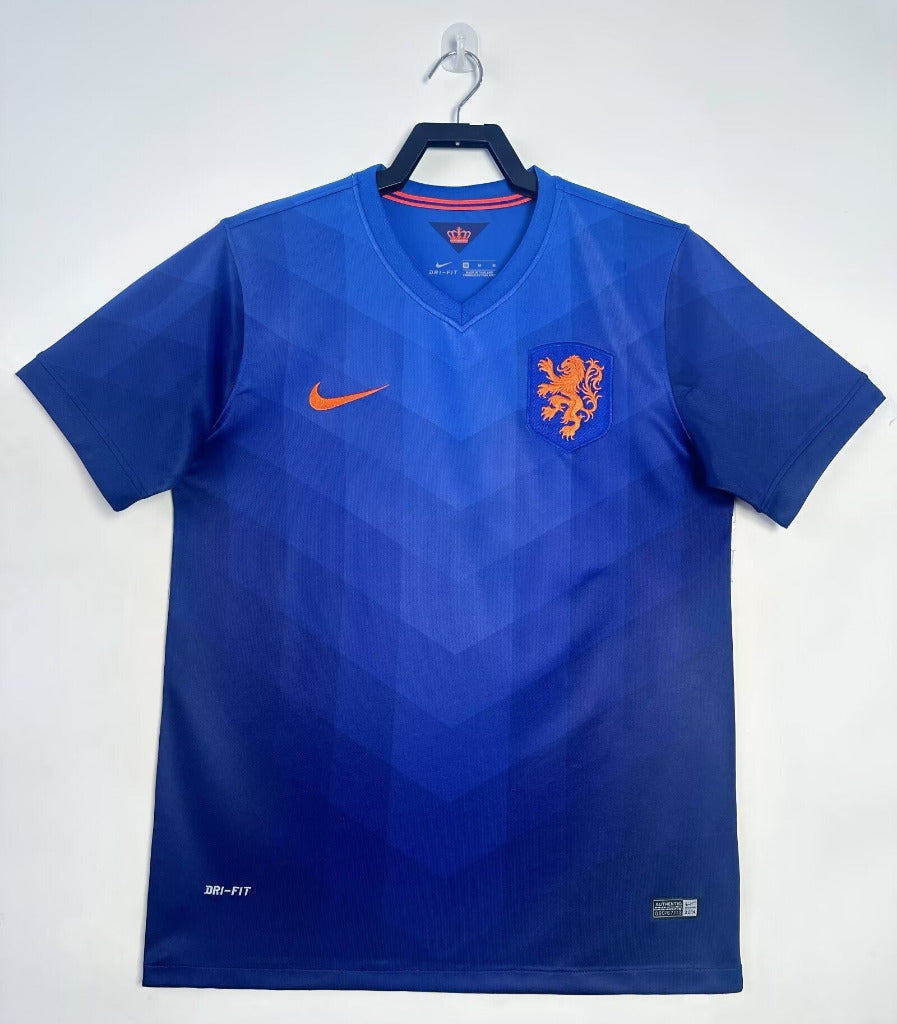 Netherlands 2014 Vintage Retro Blue Away Jersey