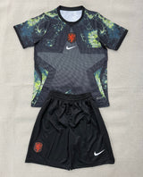Netherlands 2026 Black/Yellow Goalkeeper Kids Jersey Set
