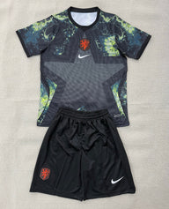 Netherlands 2026 Black/Yellow Goalkeeper Kids Jersey Set