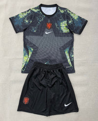 Netherlands 2026 Black/Yellow Goalkeeper Kids Jersey Set