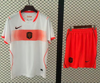 Netherlands 2026 White/Orange Away Kids Jersey Set