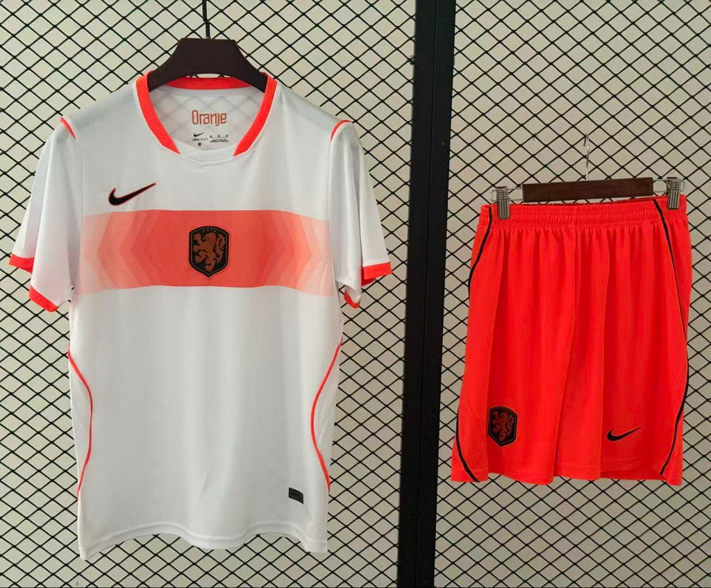 Netherlands 2026 White/Orange Away Kids Jersey Set