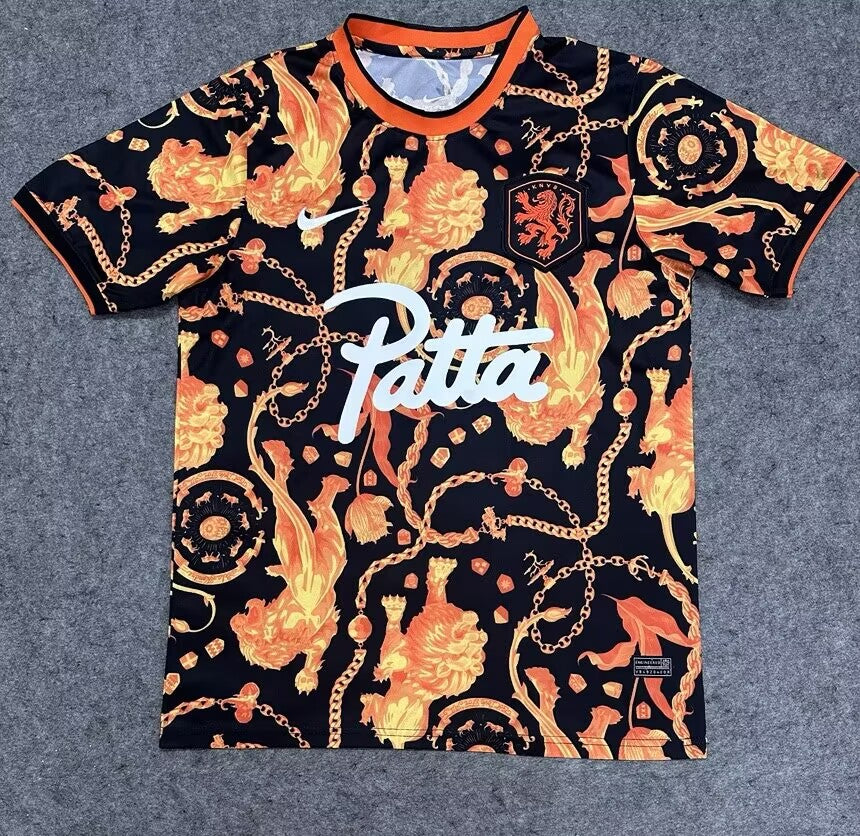 Netherlands 26/27 Black/Orange Pre-Match Jersey