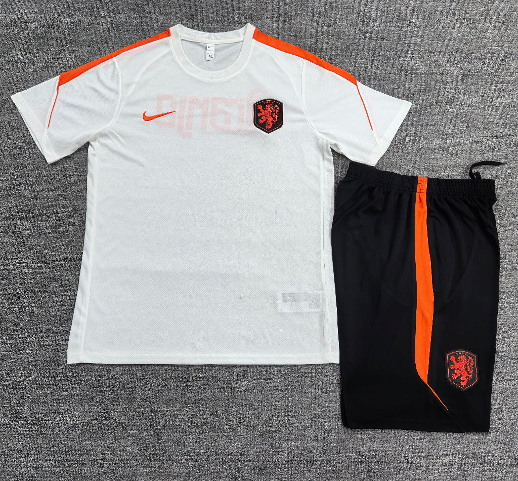 Netherlands 26/27 White/Orange/Black Training Kids Jersey Set