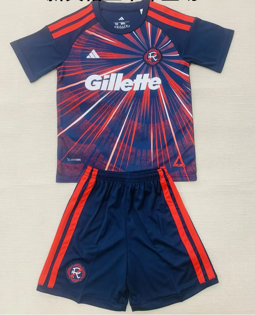 New England 26/27 Blue/Red Revolution Home Kids Jersey Set