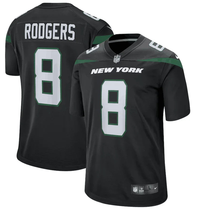 New York 25/26 Rodgers #8 Black/Green NFL Jersey
