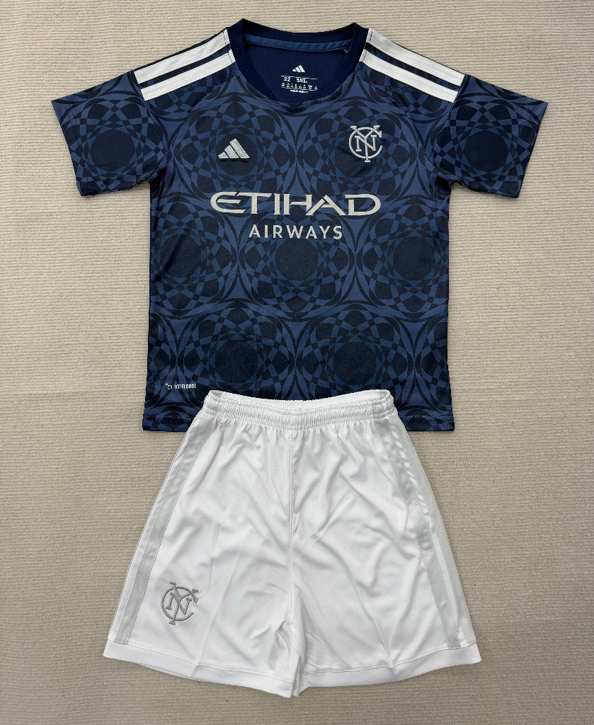 New York City 26/27 Blue/White Away Kids Jersey Set