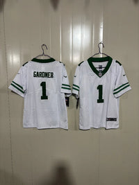New York Jets 25/26 Gardner #1 White/Black Kids Jersey
