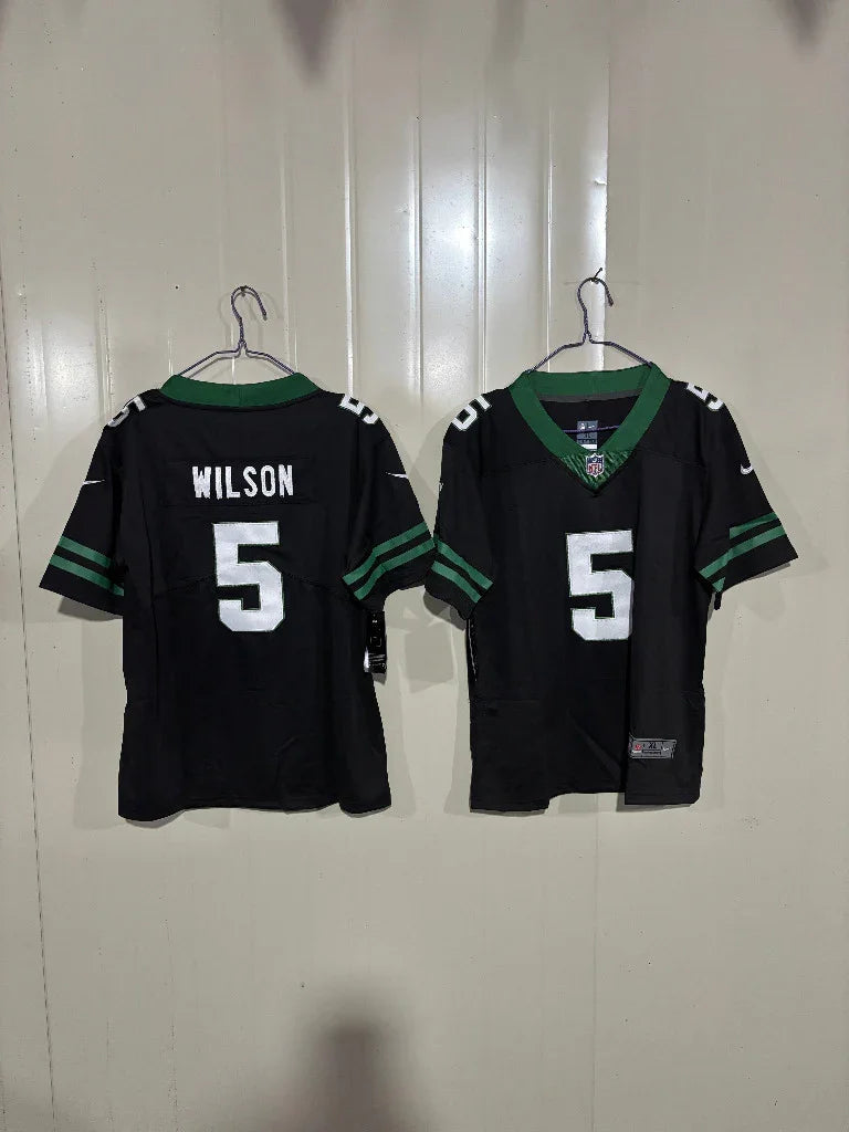 New York Jets 25/26 Wilson #5 Black/Green Kids Jersey