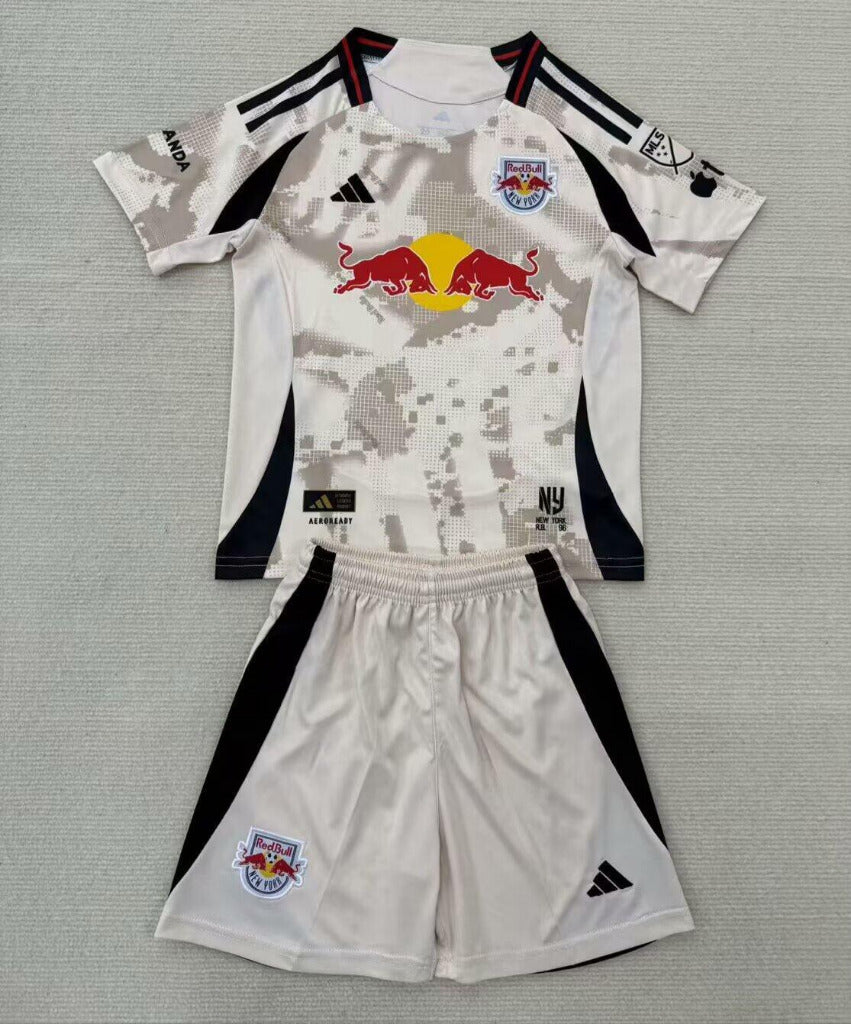 New York Red Bulls 25/26 White/Gray Away Kids Jersey Set