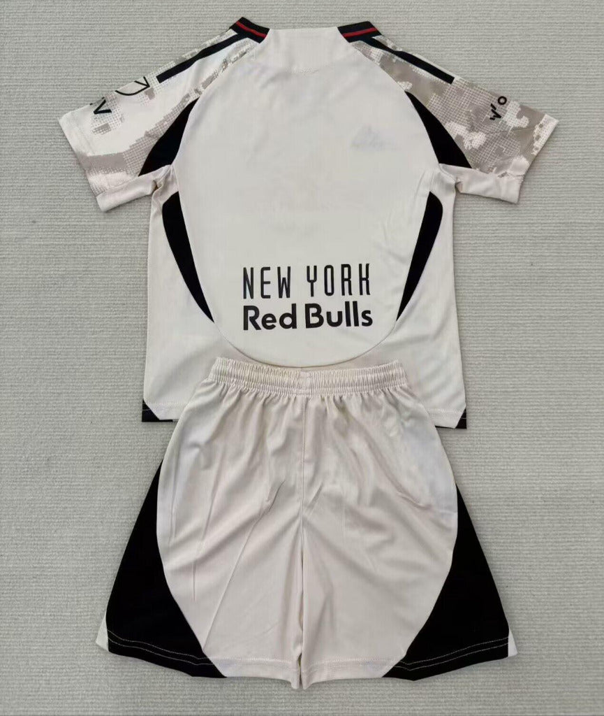 New York Red Bulls 25/26 White/Gray Away Kids Jersey Set